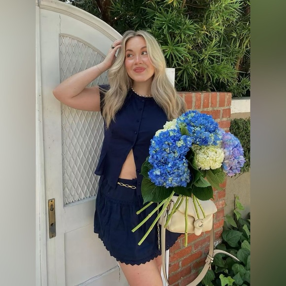 Reformation Valetta Two Piece In Navy, brand new, never worn, no flaws. - Picture 6 of 16